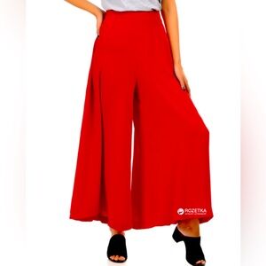 ZARA RED WIDE LEG PANTS